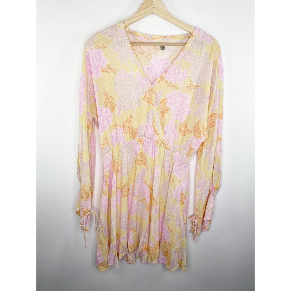 Amuse Society Constellation Pink Yellow Bone Floral Mini Dress Womens Small‎ S